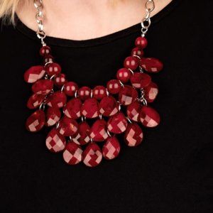 5 For $20! Paparazzi - Sorry To Burst Your Bubble - Red Necklace and earrings 